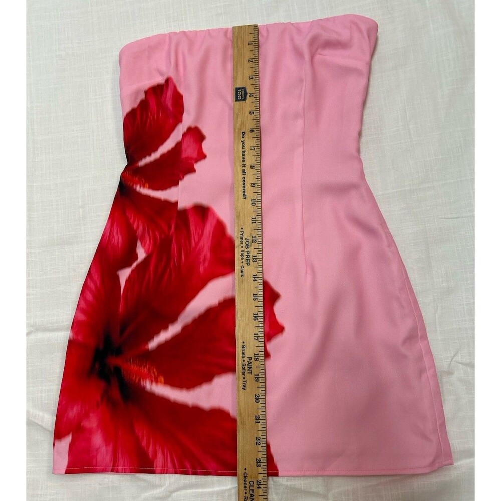 beginning boutique Temmie Pink Hibiscus Strapless Mini Dress XS - 2 - Picture 7 of 12